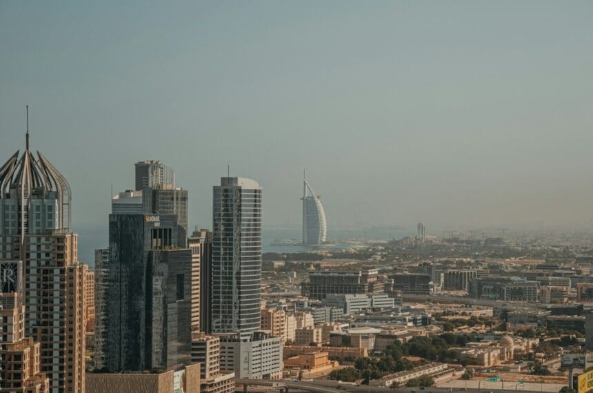 A panoramic view of the modern Dubai skyline, showing the evolution of the Dubai property market over the years.