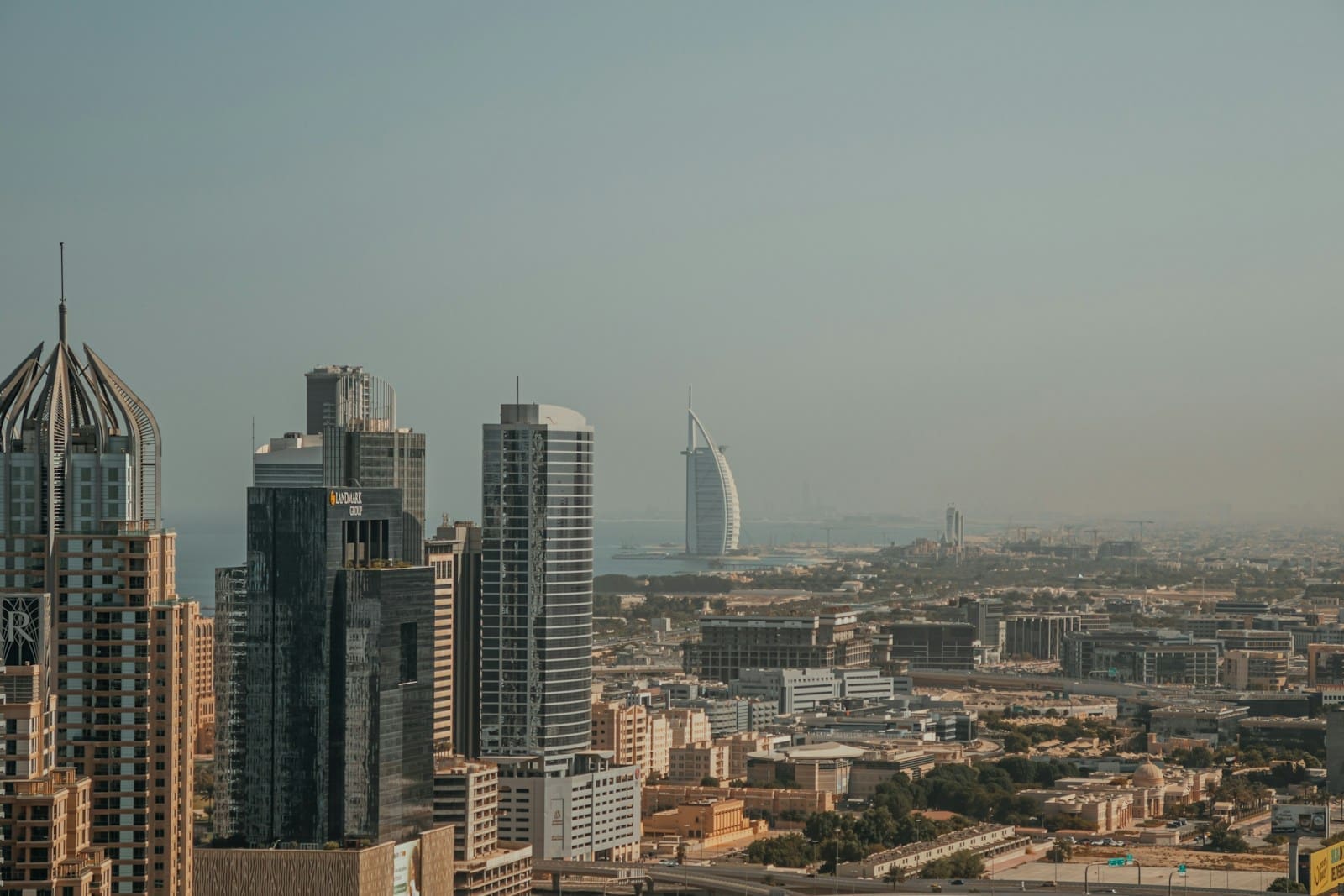 A panoramic view of the modern Dubai skyline, showing the evolution of the Dubai property market over the years.